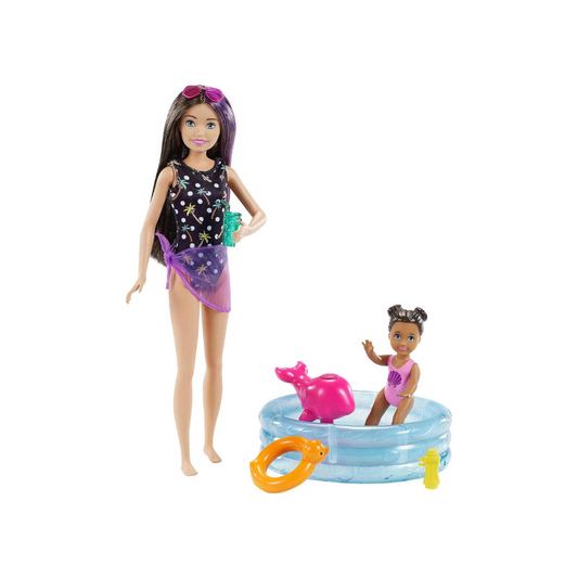 Barbie Skipper Babysitters Inc. Dolls & Playset with Babysitting Skipper Doll, Toddler Small Doll with Color-Change Swimsuit